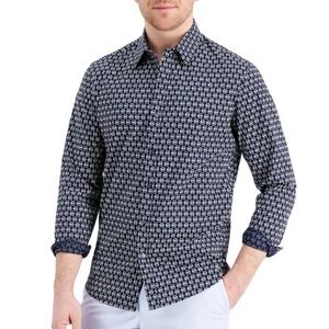 MICHAEL KORS SIGNATURE Men's Patterned Long Sleeve Button Down Shirt M